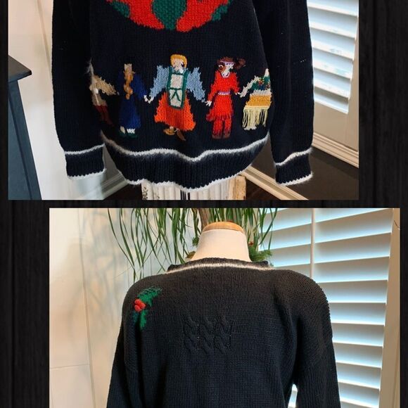 Vintage Sweater by Marisa Christina hand knitted Holiday Sweater size L - Picture 2 of 8